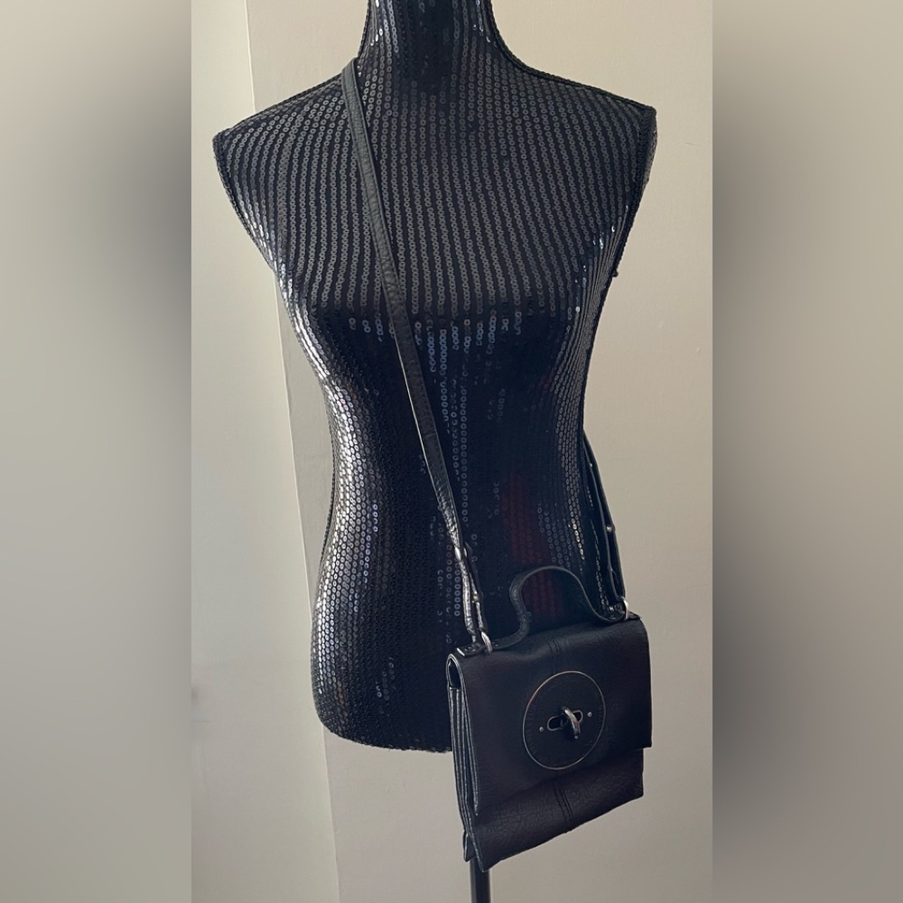 Diesel Black Creased/Pebbled Leather Crossbody Bag
